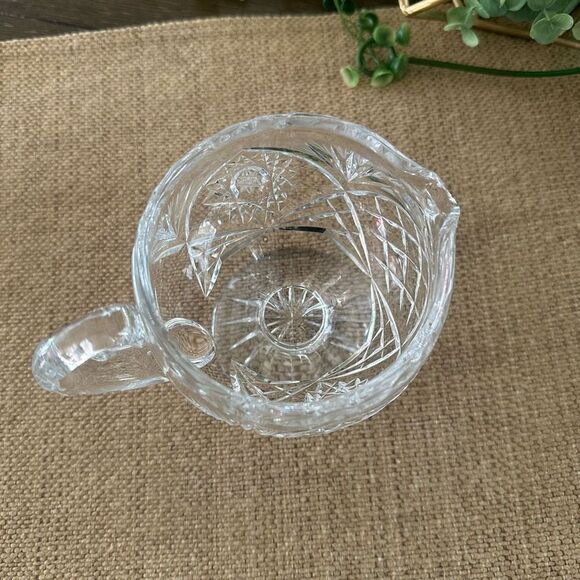 Vintage RARE Crystal Clear Cut Glass Sugar Bowl with Lid & Creamer 2pc Set - Picture 6 of 8